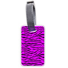 Hot Neon Pink And Black Tiger Stripes Luggage Tags (one Side)  by PodArtist