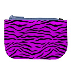 Hot Neon Pink And Black Tiger Stripes Large Coin Purse by PodArtist