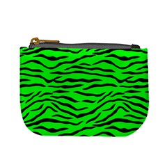 Bright Neon Green And Black Tiger Stripes  Mini Coin Purses by PodArtist