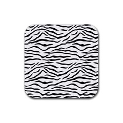 Black And White Tiger Stripes Rubber Coaster (square)  by PodArtist