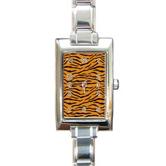Orange And Black Tiger Stripes Rectangle Italian Charm Watch by PodArtist