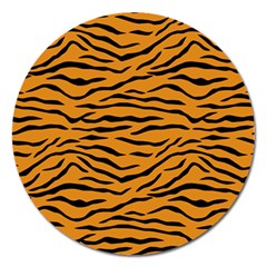 Orange And Black Tiger Stripes Magnet 5  (round) by PodArtist