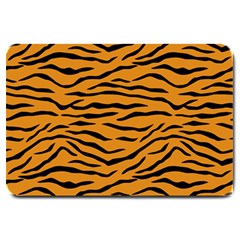 Orange And Black Tiger Stripes Large Doormat  by PodArtist
