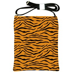 Orange And Black Tiger Stripes Shoulder Sling Bags by PodArtist