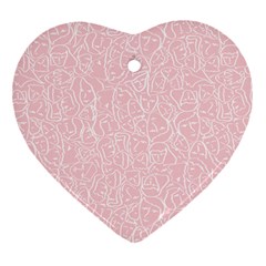 Elios Shirt Faces In White Outlines On Pale Pink Cmbyn Ornament (heart) by PodArtist
