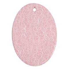 Elios Shirt Faces In White Outlines On Pale Pink Cmbyn Oval Ornament (two Sides)