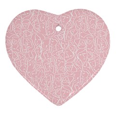 Elios Shirt Faces In White Outlines On Pale Pink Cmbyn Heart Ornament (two Sides) by PodArtist