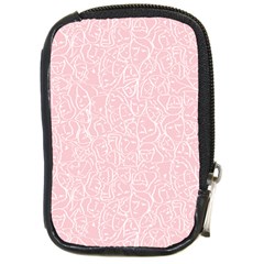 Elios Shirt Faces In White Outlines On Pale Pink Cmbyn Compact Camera Cases by PodArtist