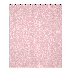 Elios Shirt Faces In White Outlines On Pale Pink Cmbyn Shower Curtain 60  X 72  (medium)  by PodArtist