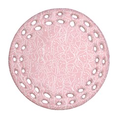 Elios Shirt Faces In White Outlines On Pale Pink Cmbyn Round Filigree Ornament (two Sides) by PodArtist