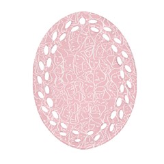 Elios Shirt Faces In White Outlines On Pale Pink Cmbyn Oval Filigree Ornament (two Sides) by PodArtist