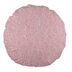 Elios Shirt Faces In White Outlines On Pale Pink Cmbyn Large 18  Premium Round Cushions by PodArtist