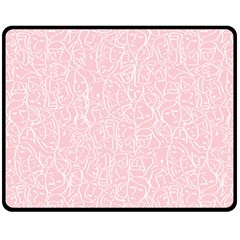 Elios Shirt Faces In White Outlines On Pale Pink Cmbyn Double Sided Fleece Blanket (medium) 