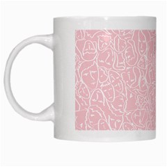 Elios Shirt Faces In White Outlines On Pale Pink Cmbyn White Mugs by PodArtist