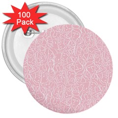 Elios Shirt Faces In White Outlines On Pale Pink Cmbyn 3  Buttons (100 Pack)  by PodArtist