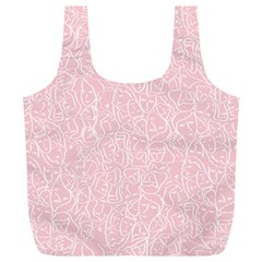 Elios Shirt Faces In White Outlines On Pale Pink Cmbyn Full Print Recycle Bags (l)  by PodArtist