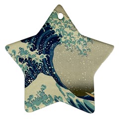 The Classic Japanese Great Wave Off Kanagawa By Hokusai Ornament (star) by PodArtist