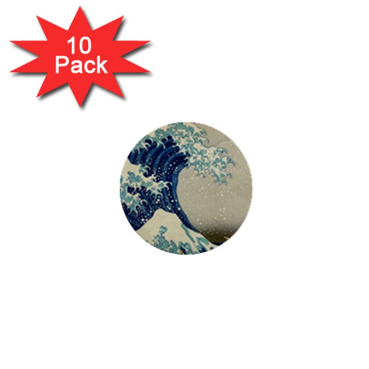 The Classic Japanese Great Wave off Kanagawa by Hokusai 1  Mini Buttons (10 pack) 