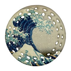 The Classic Japanese Great Wave Off Kanagawa By Hokusai Ornament (round Filigree) by PodArtist