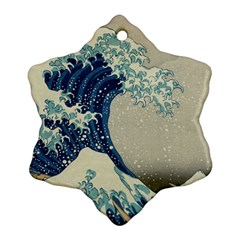 The Classic Japanese Great Wave Off Kanagawa By Hokusai Ornament (snowflake) by PodArtist