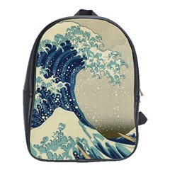 The Classic Japanese Great Wave Off Kanagawa By Hokusai School Bag (xl) by PodArtist