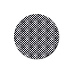 Black And White Checkerboard Weimaraner Rubber Coaster (round)  by PodArtist