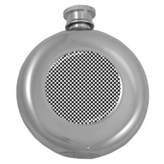 Black And White Checkerboard Weimaraner Round Hip Flask (5 Oz) by PodArtist