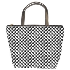 Black And White Checkerboard Weimaraner Bucket Bags by PodArtist