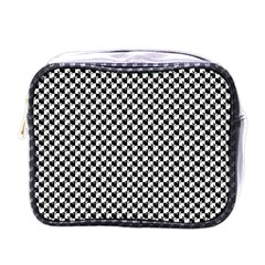 Black And White Checkerboard Weimaraner Mini Toiletries Bags by PodArtist