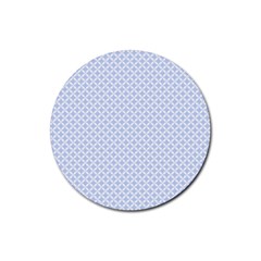 Alice Blue Quatrefoil In An English Country Garden Rubber Round Coaster (4 Pack)  by PodArtist