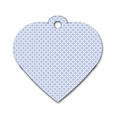 Alice Blue Quatrefoil In An English Country Garden Dog Tag Heart (two Sides)