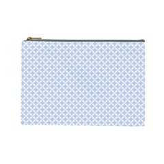 Alice Blue Quatrefoil In An English Country Garden Cosmetic Bag (large)  by PodArtist