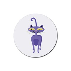 Cat Clipart Animal Cartoon Pet Rubber Round Coaster (4 Pack) 