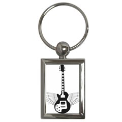 Guitar Abstract Wings Silhouette Key Chains (rectangle)  by Sapixe