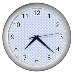 Alice Blue White Kisses In English Country Garden Wall Clocks (silver) 