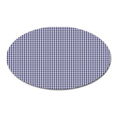 Usa Flag Blue And White Gingham Checked Oval Magnet by PodArtist