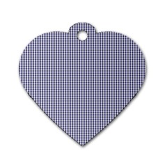 Usa Flag Blue And White Gingham Checked Dog Tag Heart (two Sides) by PodArtist