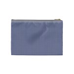 USA Flag Blue and White Gingham Checked Cosmetic Bag (Medium)  Back