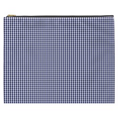 Usa Flag Blue And White Gingham Checked Cosmetic Bag (xxxl)  by PodArtist