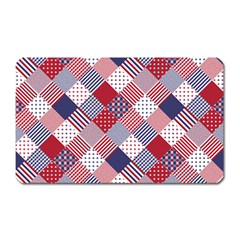 Usa Americana Diagonal Red White & Blue Quilt Magnet (rectangular) by PodArtist