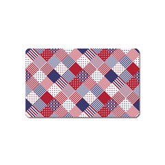 USA Americana Diagonal Red White & Blue Quilt Magnet (Name Card)