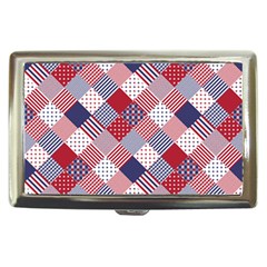 USA Americana Diagonal Red White & Blue Quilt Cigarette Money Cases