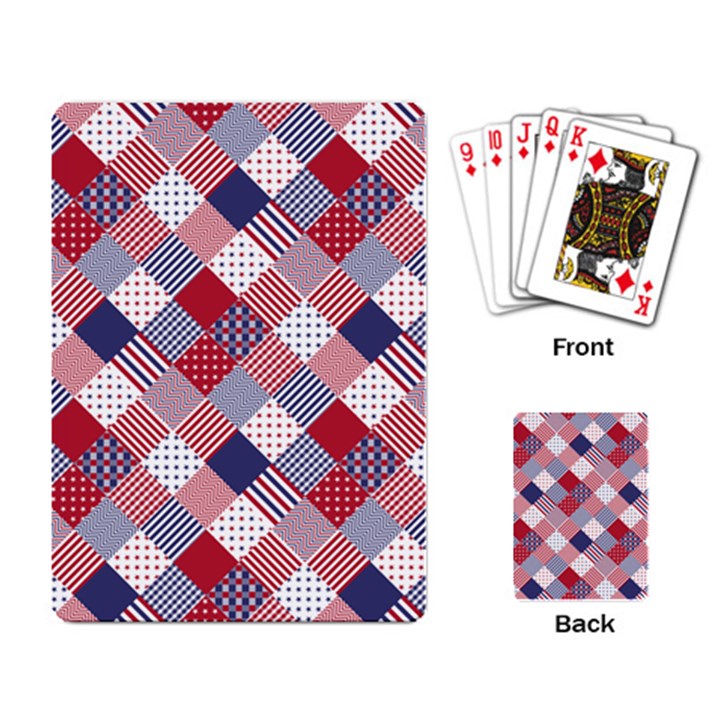 USA Americana Diagonal Red White & Blue Quilt Playing Card