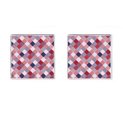 USA Americana Diagonal Red White & Blue Quilt Cufflinks (Square)