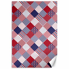 USA Americana Diagonal Red White & Blue Quilt Canvas 12  x 18  