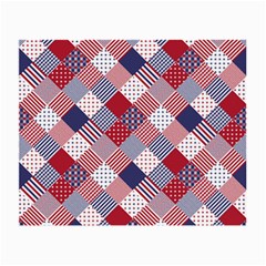 Usa Americana Diagonal Red White & Blue Quilt Small Glasses Cloth (2-side) by PodArtist