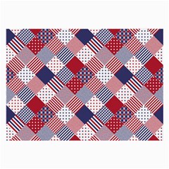 USA Americana Diagonal Red White & Blue Quilt Large Glasses Cloth