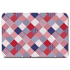 USA Americana Diagonal Red White & Blue Quilt Large Doormat 