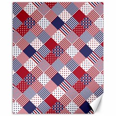 USA Americana Diagonal Red White & Blue Quilt Canvas 11  x 14  