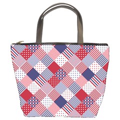 Usa Americana Diagonal Red White & Blue Quilt Bucket Bags by PodArtist